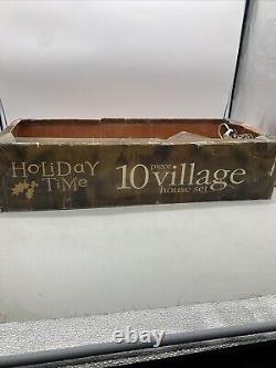 Holiday Time Thanksgiving Village House Set Autumn fall Harvest Houses People