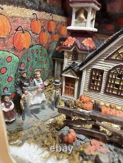 Home Accents 9 Pc Porcelain Bountiful Harvest Fall Lighted Village House Set