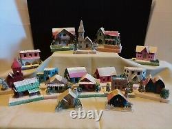 Huge Lot /17 Vintage Putz Cardboard Christmas Village Houses Glitter Japan