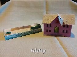 Huge Lot /17 Vintage Putz Cardboard Christmas Village Houses Glitter Japan