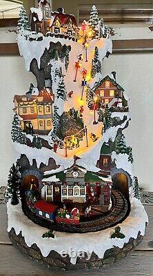 Huge Train Ski Resort Mountain Christmas Village Moments In Time Lights Music
