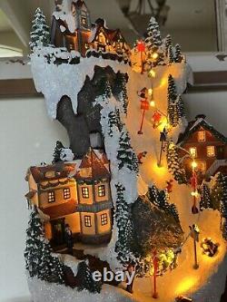 Huge Train Ski Resort Mountain Christmas Village Moments In Time Lights Music