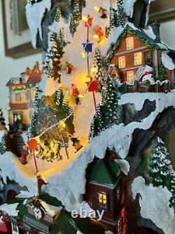 Huge Train Ski Resort Mountain Christmas Village Moments In Time Lights Music