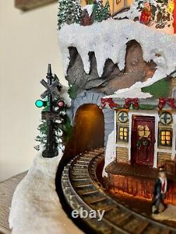 Huge Train Ski Resort Mountain Christmas Village Moments In Time Lights Music
