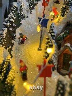 Huge Train Ski Resort Mountain Christmas Village Moments In Time Lights Music