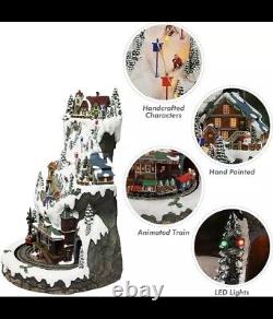 Huge Train Ski Resort Mountain Christmas Village Moments In Time Lights Music