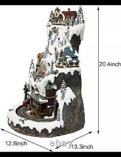 Huge Train Ski Resort Mountain Christmas Village Moments In Time Lights Music