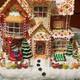 Illuminated Ceramic Gingerbread House Figurine, Painted battery operated
