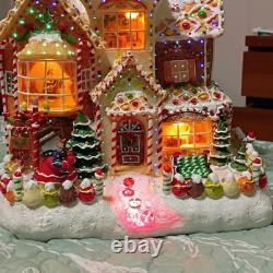 Illuminated Ceramic Gingerbread House Figurine, Painted battery operated