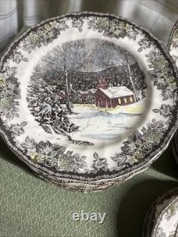 Johnson Brothers The Friendly Village School House, Cover Bridge, 45 PC Set