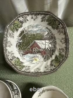 Johnson Brothers The Friendly Village School House, Cover Bridge, 45 PC Set