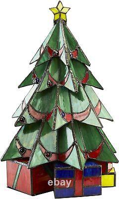 Katlot Christmas Tree Stained Glass Illuminated Sculpture, Large, full color