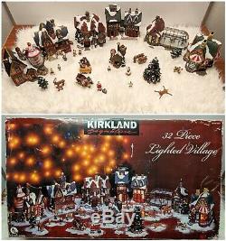 Kirkland Signature 32 Pc Porcelain Lighted Christmas Santa Village Lemax Size