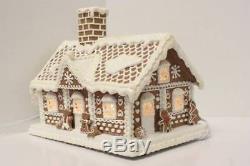 Kurt Adler Electric Gingerbread House Lighted Village House Brown Glitter Snow