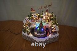 LARGE Retired Snowy Holiday Village with Lights and Music #11L2 Christmas Santa