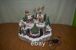 LARGE Retired Snowy Holiday Village with Lights and Music #11L2 Christmas Santa