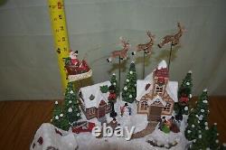 LARGE Retired Snowy Holiday Village with Lights and Music #11L2 Christmas Santa