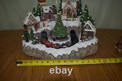 LARGE Retired Snowy Holiday Village with Lights and Music #11L2 Christmas Santa