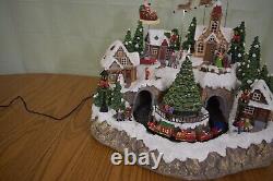 LARGE Retired Snowy Holiday Village with Lights and Music #11L2 Christmas Santa