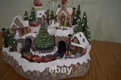 LARGE Retired Snowy Holiday Village with Lights and Music #11L2 Christmas Santa