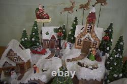 LARGE Retired Snowy Holiday Village with Lights and Music #11L2 Christmas Santa