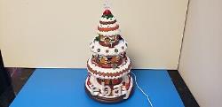 LED Animated Village Three-Tier Rotating Gingerbread House Silent or Music