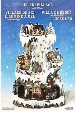 LED Winter Ski Village with Rotating Train and Christmas Music Brand New