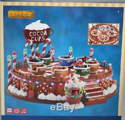 LEMAX Christmas Cocoa Cups Animated Carnival Ride with Sound & Lightning Decor NIB