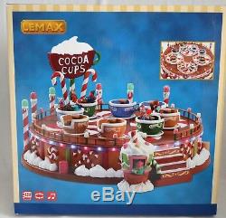 LEMAX Christmas Cocoa Cups Animated Carnival Ride with Sound & Lightning Decor NIB