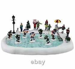 LEMAX Hockey in the Park #44766 Animated 19 pieces! Winter Village Ships Free