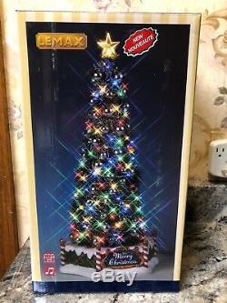 LEMAX Majestic Merry Christmas Tree #84350 Flashing Steady Light NIB 13 Tall