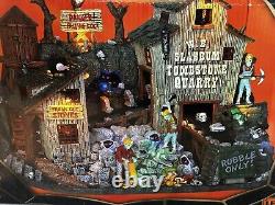 LEMAX Spooky Town W. E. Slabbum Tombstone Quarry Animated Sound WORKS With Box