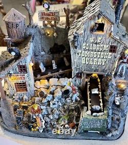 LEMAX Spooky Town W. E. Slabbum Tombstone Quarry Animated Sound WORKS With Box