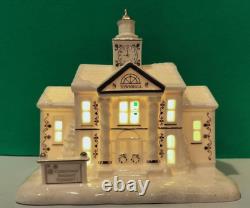 LENOX MISTLETOE PARK Village Clock TOWN HALL Lit series Lighted - NEW in BOX