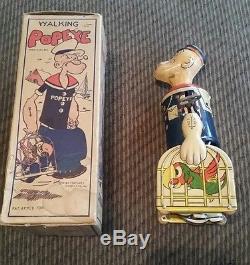 LOOK 1930s MARK The Walking Popeye Windup with orginal box NICE LOOK