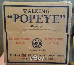 LOOK 1930s MARK The Walking Popeye Windup with orginal box NICE LOOK