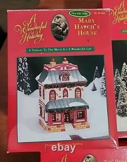 LOT OF 5 It's A Wonderful Life / Holiday BEDFORD FALLS PORCELAIN BUILDINGS COA