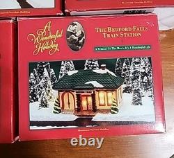 LOT OF 5 It's A Wonderful Life / Holiday BEDFORD FALLS PORCELAIN BUILDINGS COA