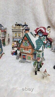 Large Christmas Village Houses People And Trees Lot Ceramic No Light Cords