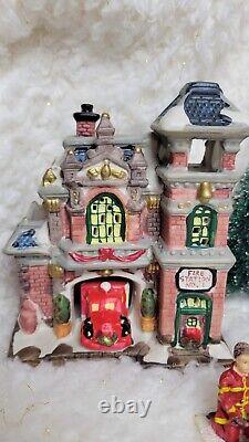 Large Christmas Village Houses People And Trees Lot Ceramic No Light Cords