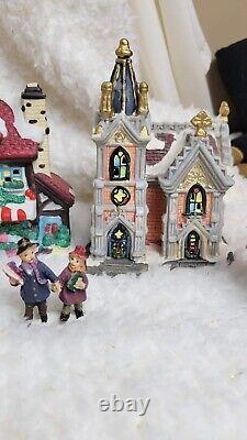 Large Christmas Village Houses People And Trees Lot Ceramic No Light Cords