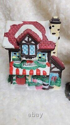 Large Christmas Village Houses People And Trees Lot Ceramic No Light Cords