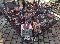 Large Christmas Village Set Some Lighted Ceramic 50 Pieces Lot Lemax