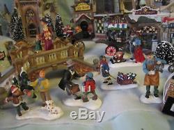Large Christmas Village Set with Animation Fiber Optics Figures Lighted Houses