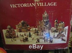 Large Christmas Village Set with Animation Fiber Optics Figures Lighted Houses