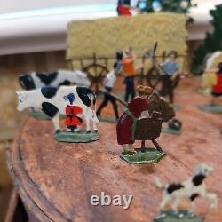 Lead Figures Heinrichsen Christmas Village GERMANY Hand Painted Antique 1920s