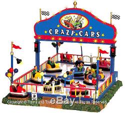 Lemax 64488 CRAZY CARS Carnival Ride Amusement Park Christmas Village Fair New R