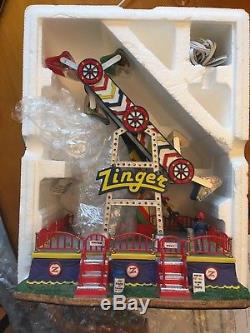 Lemax Carole Town THE ZINGER Carnival Space Ride Animated Lights Sound RETIRED