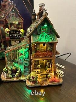 Lemax Retired Halloween Spooky Town Grisley's Greenhouse Light Sound Works WithBox