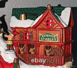 Lemax Santa's Village Facade Christmas Town LED Santa Mrs Claus Elves Reindeer
